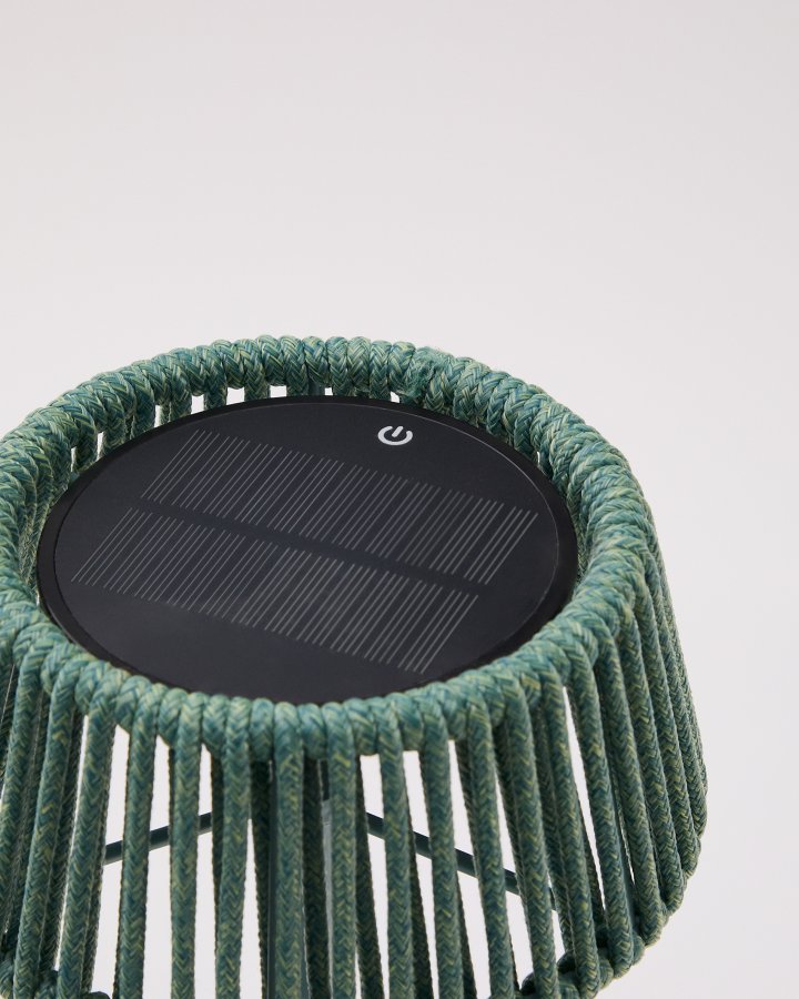 KAVE HOME Aldet utendrs solcelledrevet bordlampe i turkis tauledning