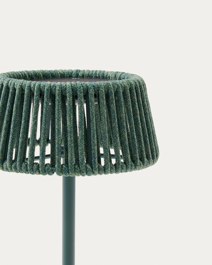 KAVE HOME Aldet utendrs solcelledrevet bordlampe i turkis tauledning