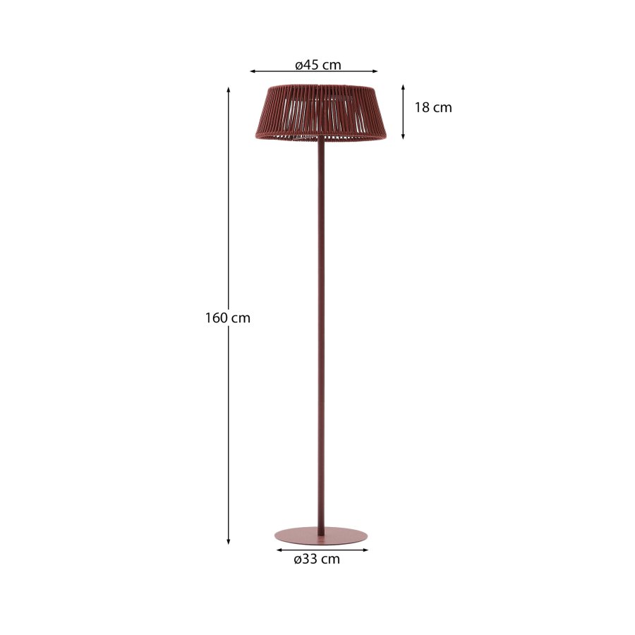 KAVE HOME Aldet utendrs solcelledrevet gulvlampe i gr tauledning 46 cm