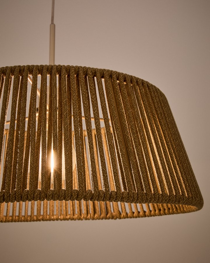 KAVE HOME Aldet taklampeskjerm i gr tauledning 46 cm