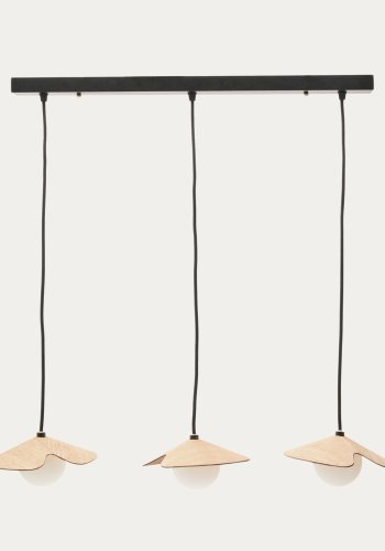  KAVE HOME Wilara taklampa i ekfaner med 3 vita rkfrgade glaskulor