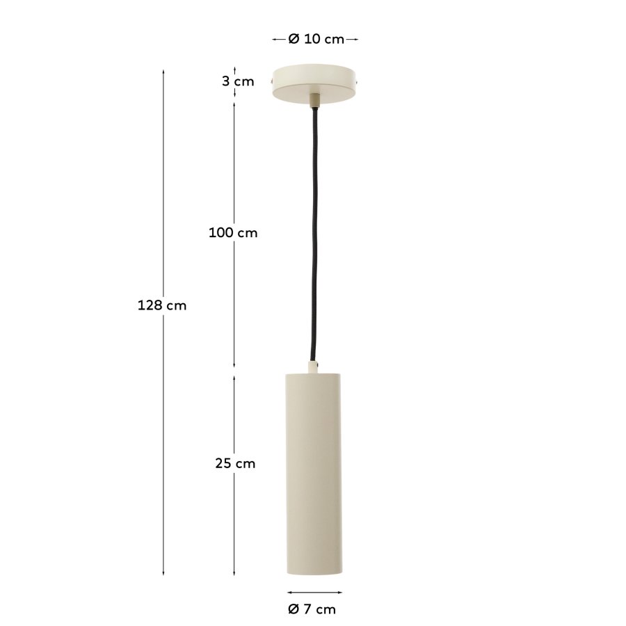 KAVE HOME Andia taklampe i aluminium med beige lakkert overflate