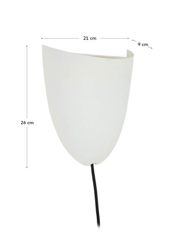 KAVE HOME Nibla veggmontert lampe i hvitt metall med leireeffekt