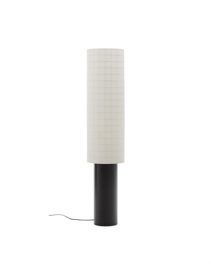 KAVE HOME Dulan gulvlampe i svart metall med bomullsskjerm