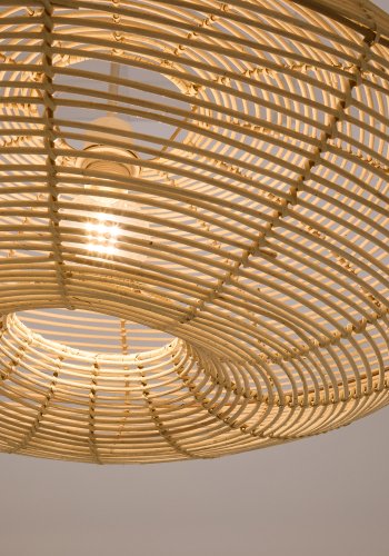 KAVE HOME Flaro loftlampesk�rm, rund - rattan med lys finish (�70)