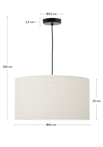 KAVE HOME Dulan loftlampesk�rm, rund - hvid bomuld (�45)