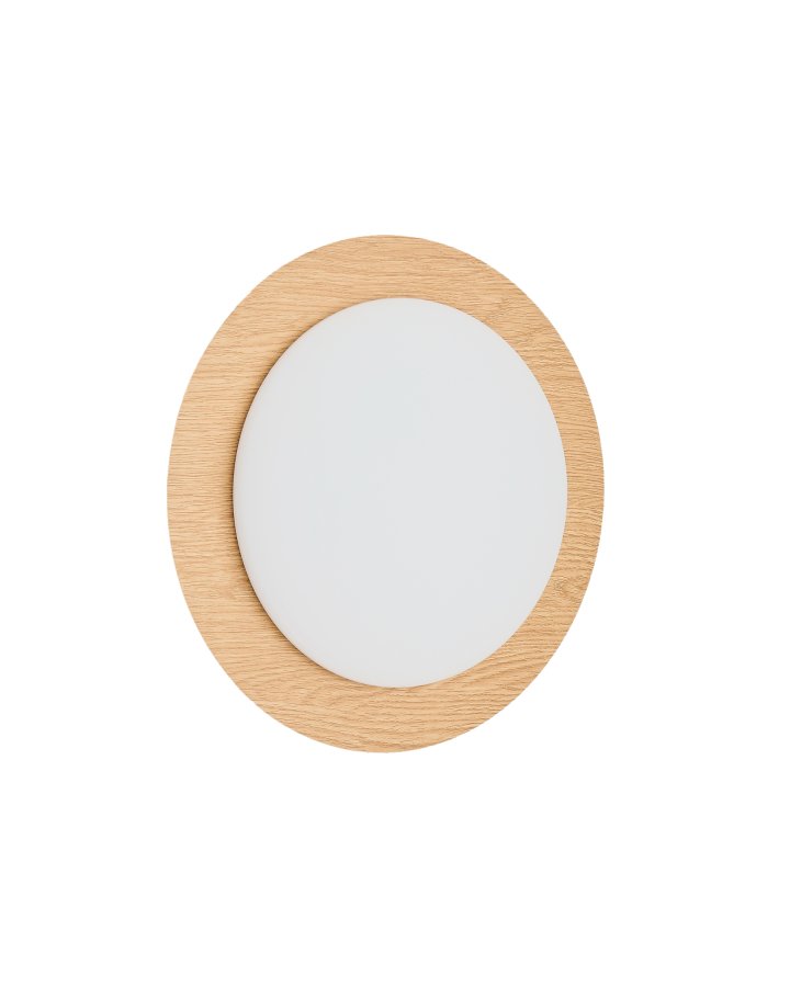 KAVE HOME Novae badev�relsesloftlampe, rund - frostet glas og lyst b�rstet st�l med tr�look (�40)