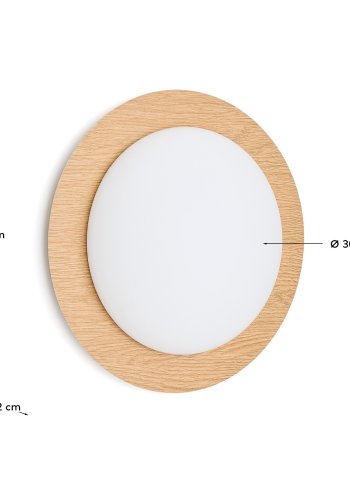 KAVE HOME Novae badev�relsesloftlampe, rund - frostet glas og lyst b�rstet st�l med tr�look (�40)