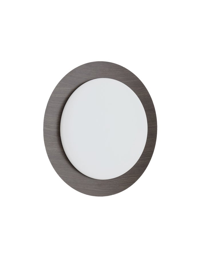 KAVE HOME Novae badev�relsesloftlampe, rund - frostet glas og lyst b�rstet st�l med m�rkt tr�look (�40)