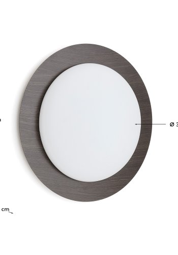 KAVE HOME Novae badev�relsesloftlampe, rund - frostet glas og lyst b�rstet st�l med m�rkt tr�look (�40)