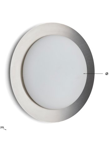 KAVE HOME Novae badev�relsesloftlampe, rund - frostet glas og lysegr�t b�rstet metal (�40)