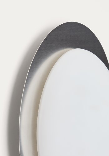 KAVE HOME Novae badev�relsesloftlampe, rund - frostet glas og lysegr�t b�rstet metal (�40)