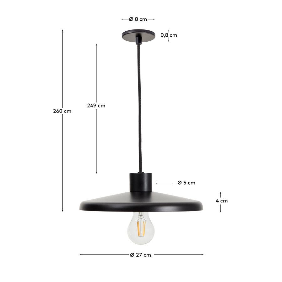 KAVE HOME Nuvira loftlampe - sort satin metal