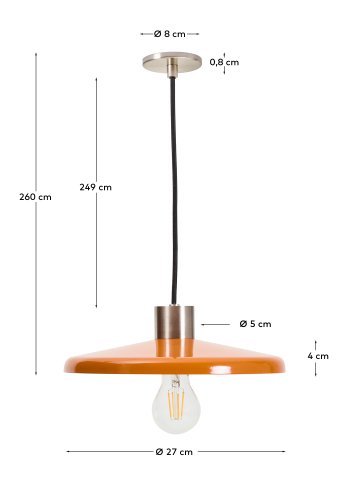 KAVE HOME Nuvira loftlampe - orange og lysegr�t b�rstet metal