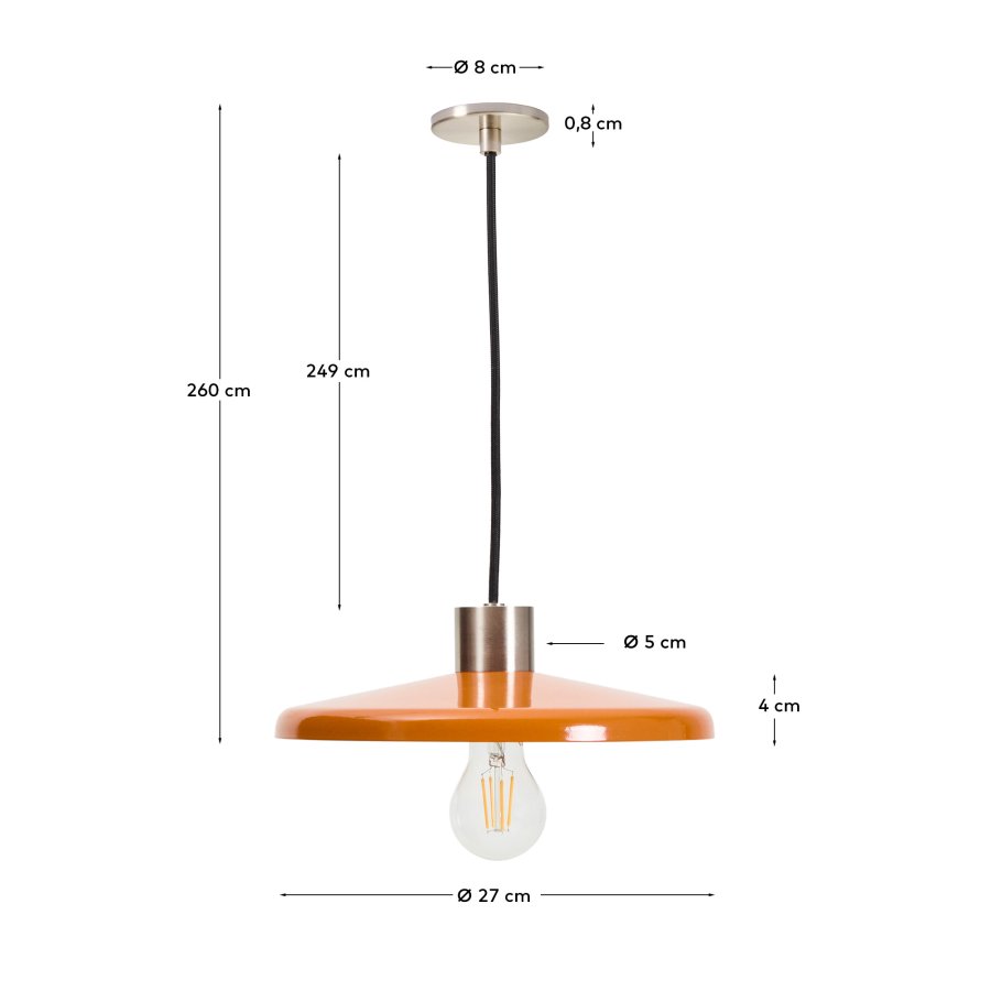 KAVE HOME Nuvira loftlampe - orange og lysegr�t b�rstet metal