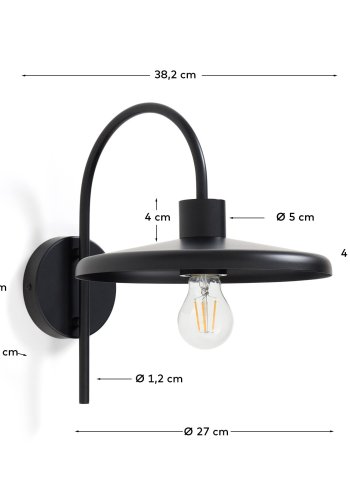 KAVE HOME Nuvira v�glampe - sort satin metal