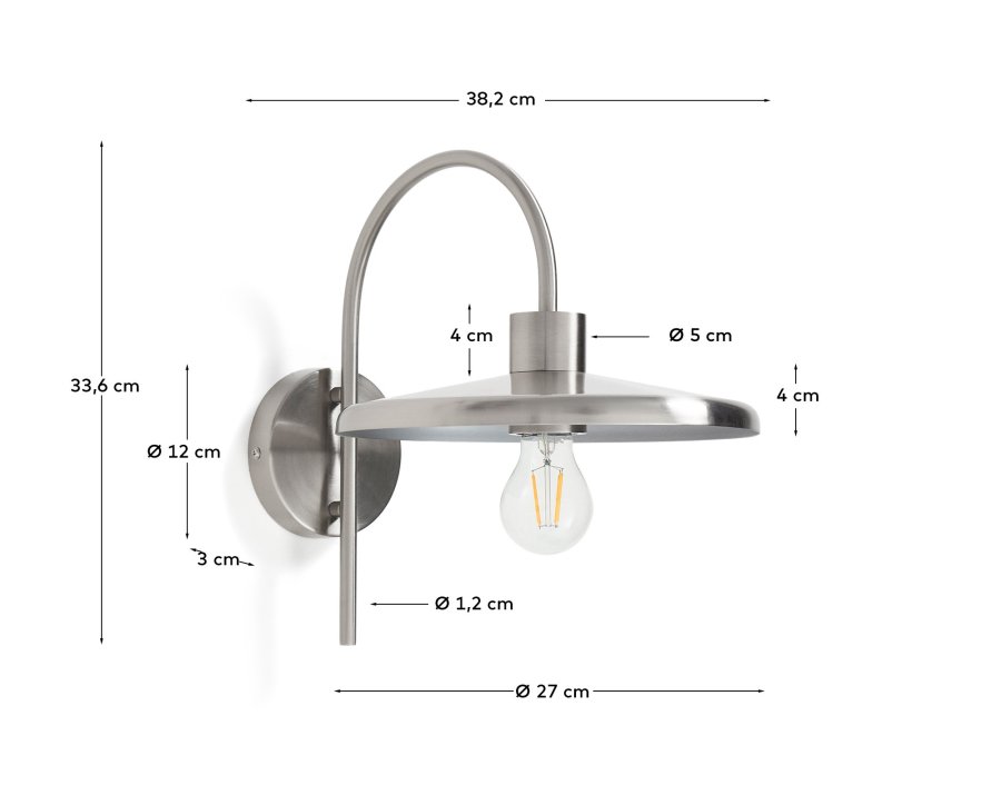 KAVE HOME Nuvira v�glampe - lysegr�t b�rstet metal