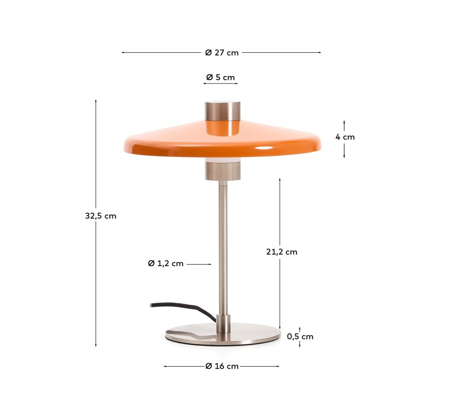 KAVE HOME Nuvira bordlampe - orange og lysegr� b�rstet metal