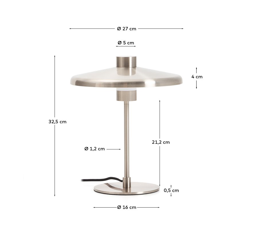 KAVE HOME Nuvira bordlampe - lysegr� b�rstet metal