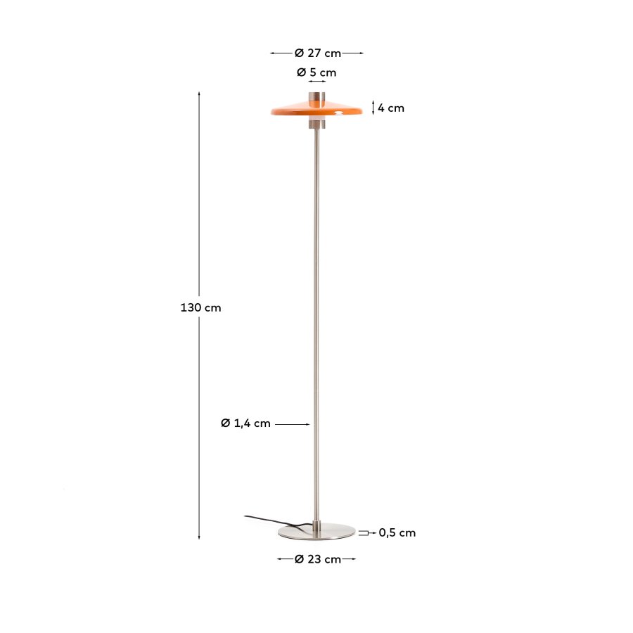 KAVE HOME Nuvira gulvlampe - orange og lysegr�t b�rstet metal