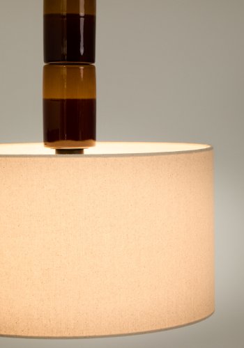  KAVE HOME Mavran loftlampe - bomuldssk�rm og brun og sennepsgul keramik