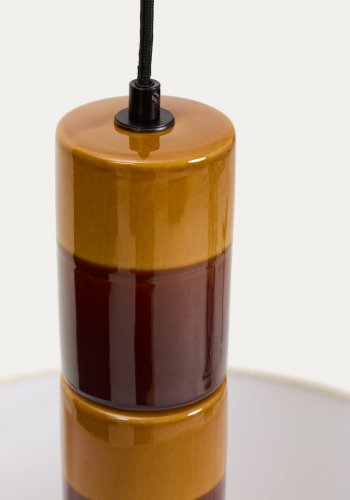  KAVE HOME Mavran loftlampe - bomuldssk�rm og brun og sennepsgul keramik