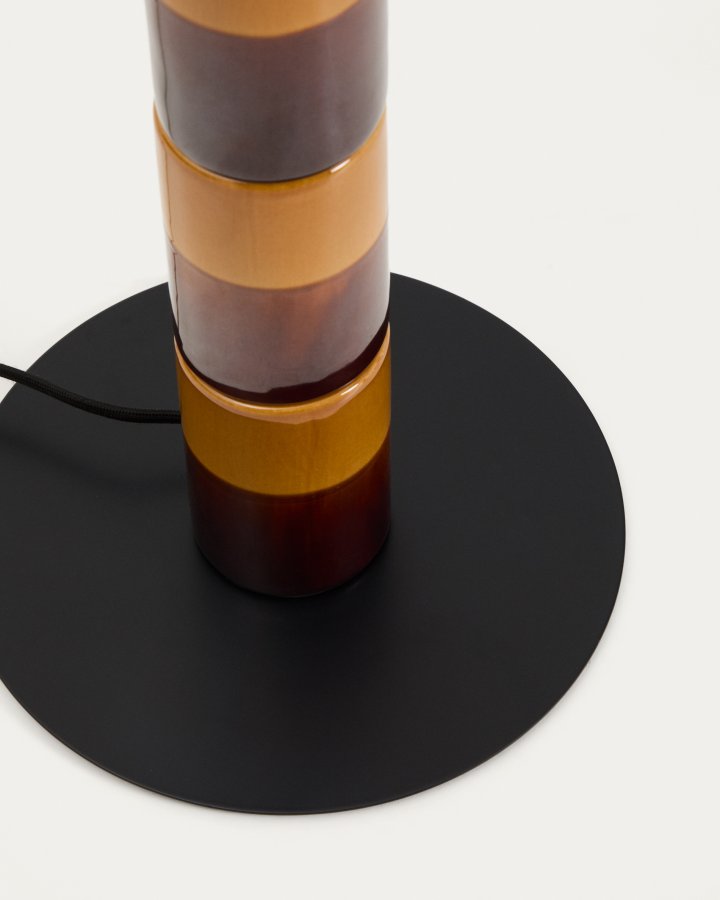 KAVE HOME Mavran gulvlampe - bomuld og brun og sennepsfarvet keramik