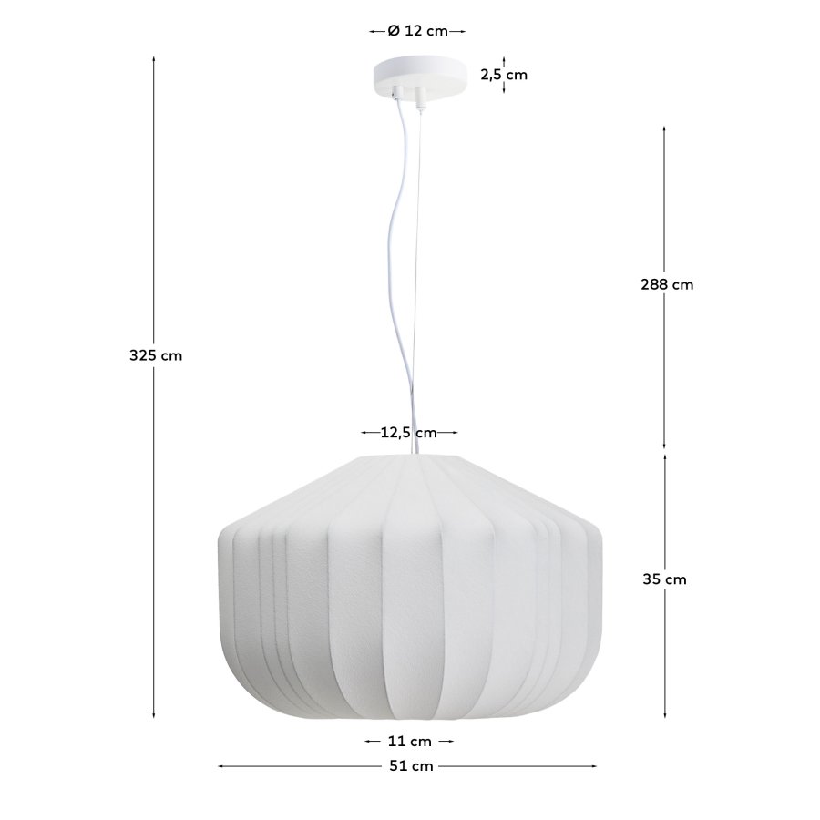KAVE HOME Somar loftlampe - hvid syntetiske fibre og st�lst�nger (�51)
