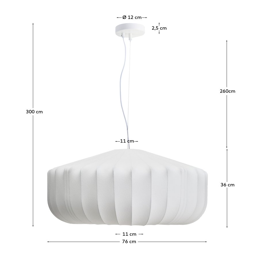 KAVE HOME Somar loftlampe - hvid syntetiske fibre og st�lst�nger (�76)