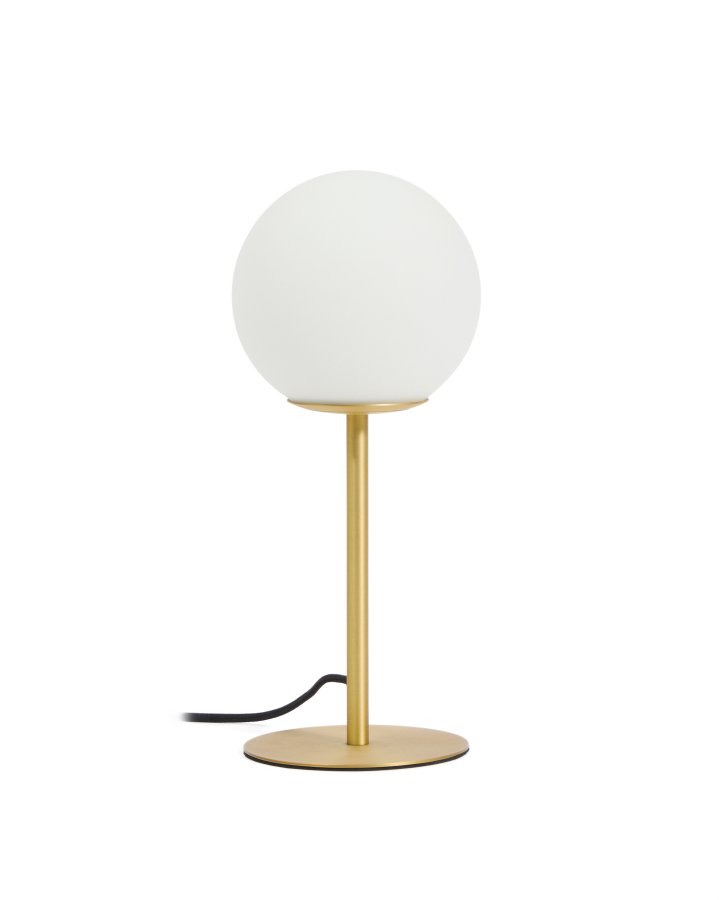 KAVE HOME Brisia bordlampe - 1 matteret glaskugle og b�rstet messingfinish metal (�15)