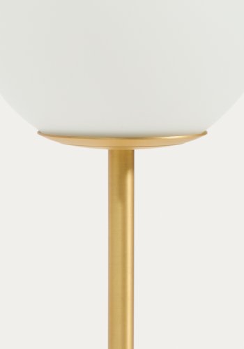 KAVE HOME Brisia bordlampe - 1 matteret glaskugle og b�rstet messingfinish metal (�15)