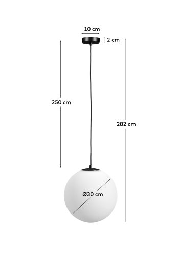 KAVE HOME Brisia loftlampe - 1 matteret glaskugle og sort metal (�30)