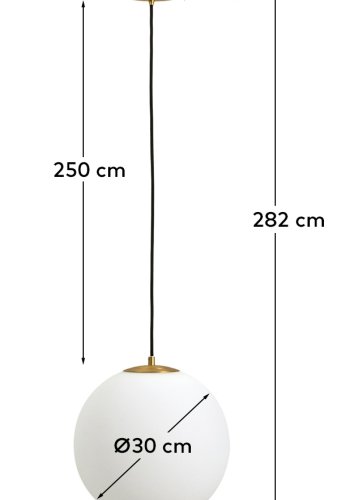 KAVE HOME Brisia loftlampe - 1 matteret glaskugle og b�rstet messingfinish metal (�30)