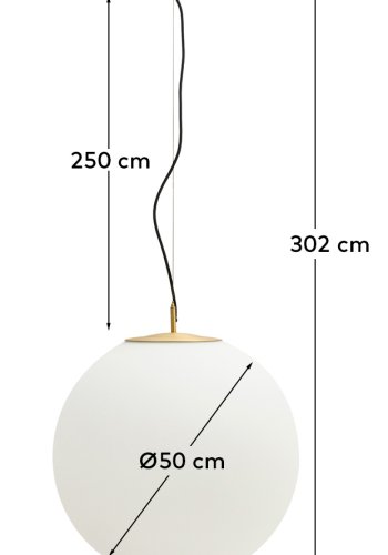 KAVE HOME Brisia loftlampe - 1 matteret glaskugle og b�rstet messingfinish metal (�50)