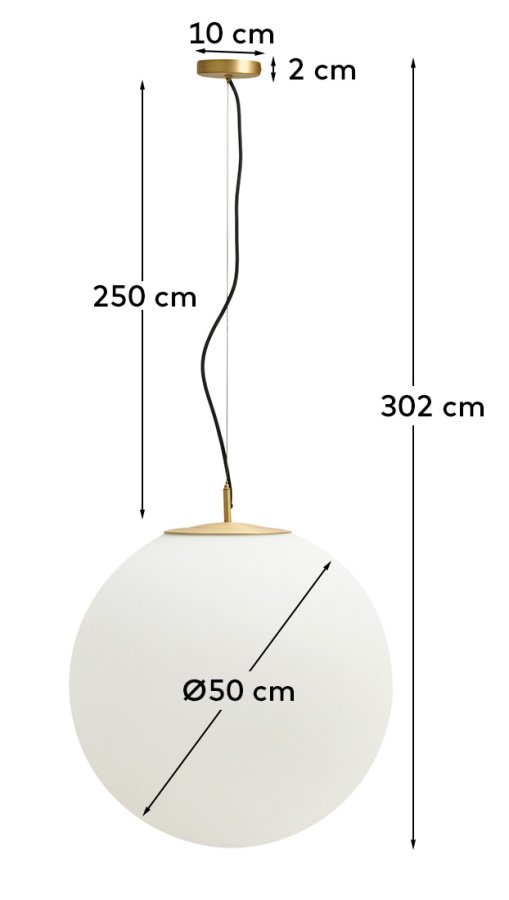 KAVE HOME Brisia loftlampe - 1 matteret glaskugle og b�rstet messingfinish metal (�50)