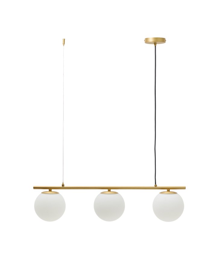 KAVE HOME Brisia loftlampe - 3 matterede glaskugler og b�rstet messingfinish metal (�15)