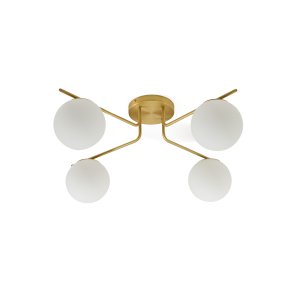 KAVE HOME Brisia loftlampe - 4 matterede glaskugler og b�rstet messingfinish metal (�15)