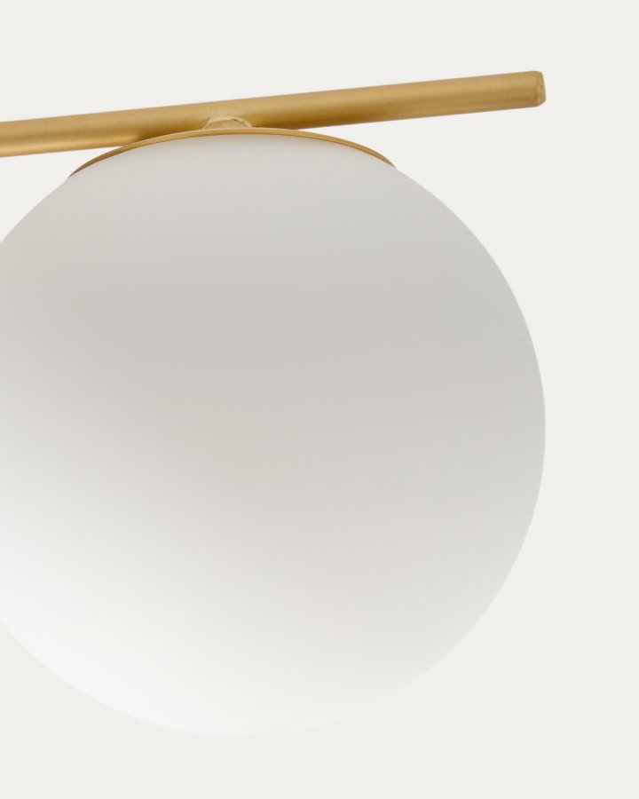 KAVE HOME Brisia loftlampe - 4 matterede glaskugler og b�rstet messingfinish metal (�15)