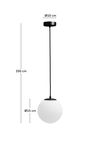 KAVE HOME Brisia loftlampe - 1 matteret glaskugle og sort metal (�15)