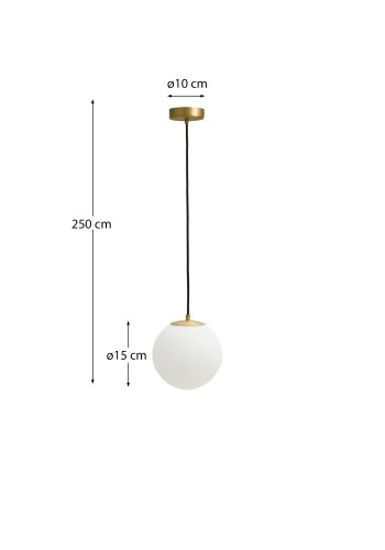 KAVE HOME Brisia loftlampe - 1 matteret glaskugle og b�rstet messingfinish metal (�15)