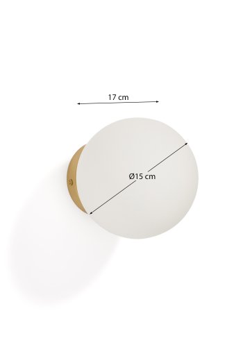 KAVE HOME Brisia v�glampe - 1 matteret glaskugle og b�rstet messingfinish metal (�15)