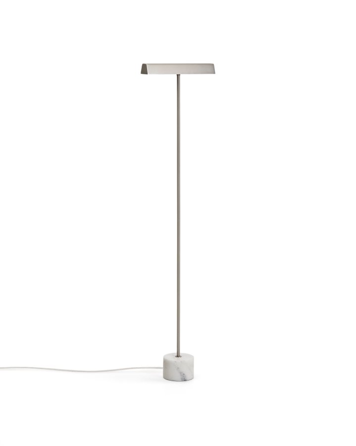 KAVE HOME Lynor gulvlampe - b�rstet metal og hvid marmor