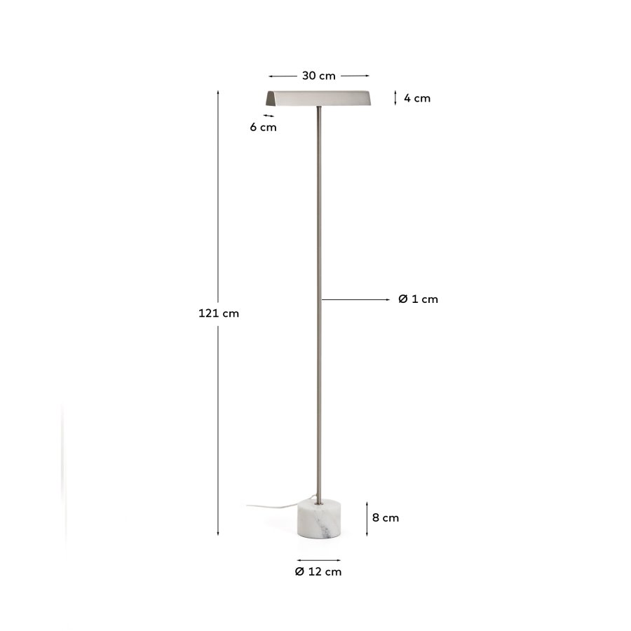 KAVE HOME Lynor gulvlampe - b�rstet metal og hvid marmor
