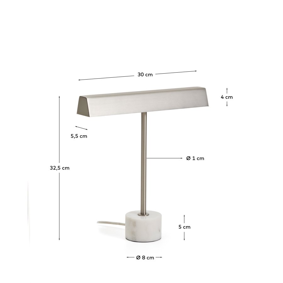 KAVE HOME Lynor bordlampe - b�rstet metal og hvid marmor
