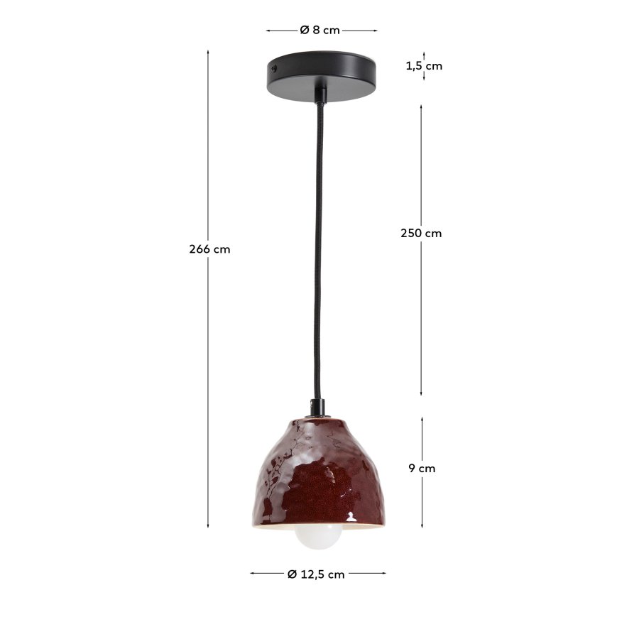 KAVE HOME Drava loftlampe - bordeaux keramik