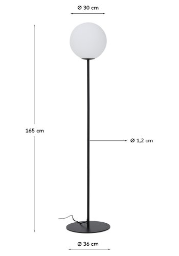 KAVE HOME Brisia gulvlampe - 1 matteret glaskugle og sort metal (�30)