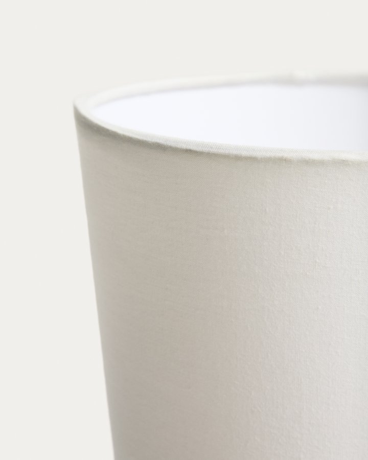 KAVE HOME Viona stor bordlampe - elfenben bomuld og gr� metal med tekstureret steneffekt (H:36)