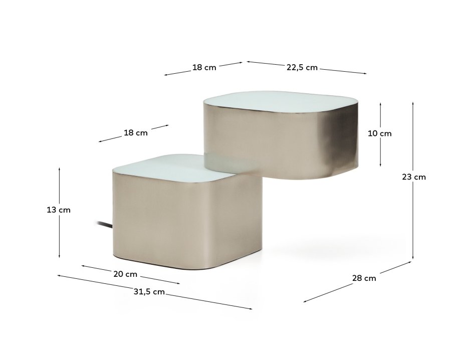 KAVE HOME Tanden bordlampe - gr� metal med b�rstet finish