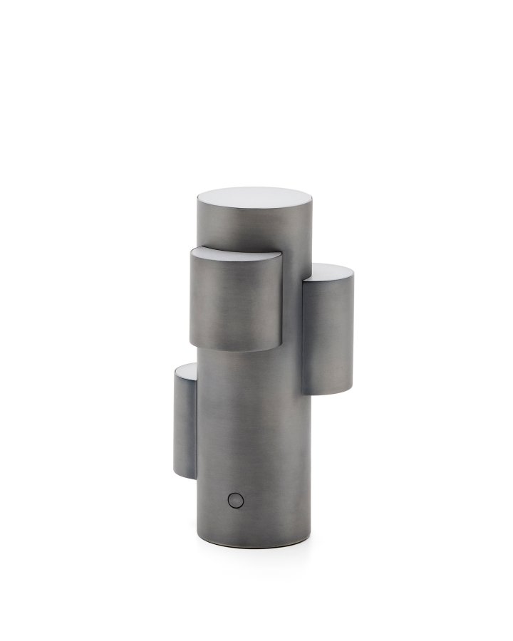 KAVE HOME Adrina b�rbar LED-bordlampe - m�rkegr� metal med b�rstet finish