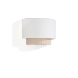 KAVE HOME Bianella v�glampe - hvid bomuld og beige fl�jl